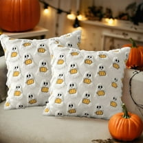 AuroraX Square Throw Pillow Covers Decorative Cute Ghost 18x18 Inch Halloween Pillow Cases Bohemian Removable Cover Plush Indoor Cushion Cover Couch,Sofa Couch Decor