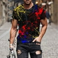 thumbnail image 1 of Qertyioot Hommes Imprimer Manches Courtes Col Rond T-shirt Casual Mode Manches Courtes Dégagement, 1 of 5