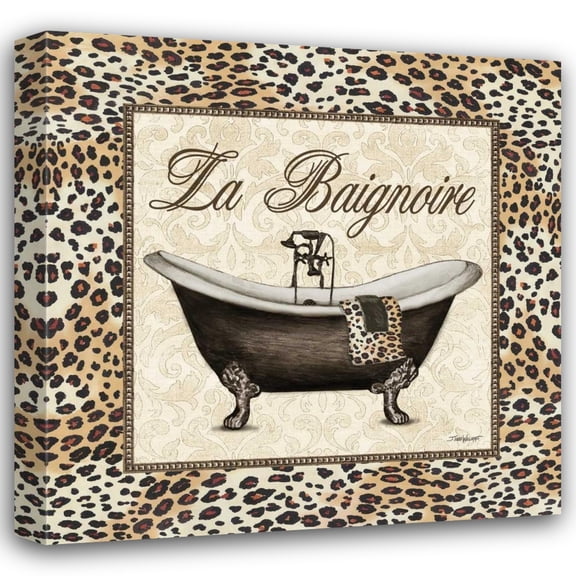 Todd Williams 15x15 Gallery Wrapped Canvas Wall Art Titled - Leopard Bathtub
