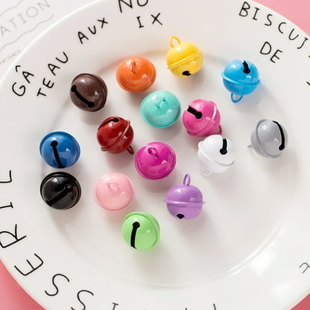 Raindrops 1 Bag 50pcs Mini Bell Pet Bell DIY Crafts Gifts Decorative Bell Charms 22mm for DIY Making (Assorted Color)