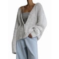 thumbnail image 2 of Cárdigan de Mujer, Suéter de Larga, Cárdigan con Botones y Cuello en V, Prenda de Punto de Moda. Crema L, 2 of 8