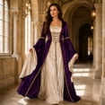 thumbnail image 6 of Domzest Renaissance Costume Women Long Bell Sleeve Lace-Up Medieval Dress Floor Length Gothic Princess Dresses Halloween Costumes, 6 of 6