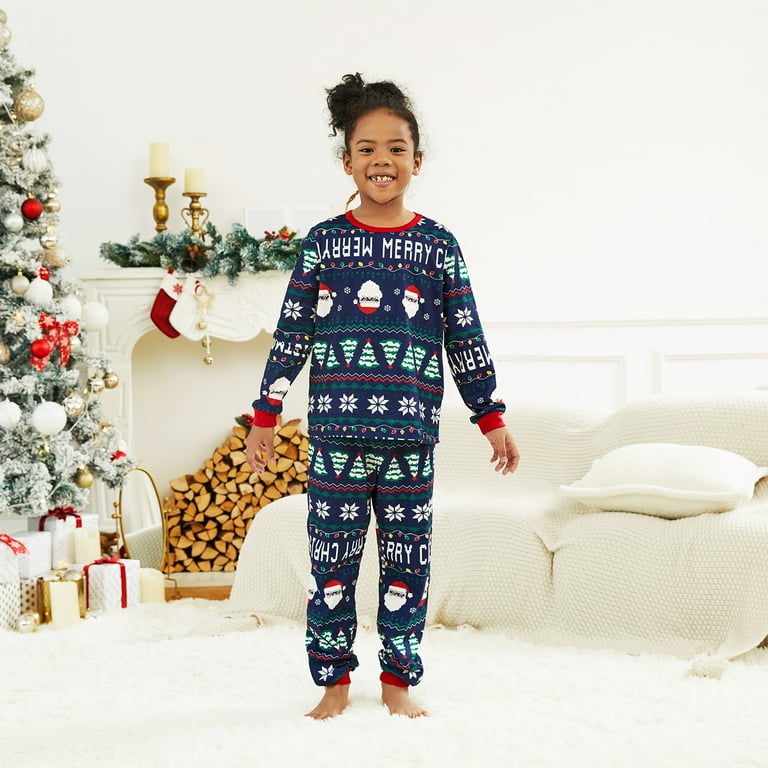 Patpat Christmas Pajamas Women Family Matching Santa and Snowflake Allover Print Men Baby Kids Boys Girls Pj Sets Deep Blue M Infant Girl s Size