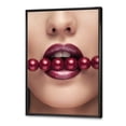 thumbnail image 3 of Designart 'Girl With Red Pearls In Mouth In A Sensual Pose' Modern Framed Canvas Wall Art Print, 3 of 5