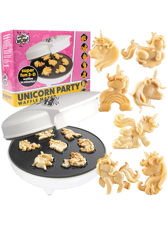 Unicorn Mini Waffle Maker- Creates 7 Different Unicorn Animal Shaped Waffles in Minutes- A Fun and Cool Magical Breakfast Electric Non-Stick
