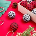thumbnail image 4 of Farmhouse Buffalo Plaid Fabric Ball Ornament Decorative Plaid Ball Ornaments Hanging Ornament for Farmhouse Decoration Supplies (White and Black,12 Pieces), 4 of 7