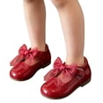 thumbnail image 2 of Gpaecead Girls Mesh Bow Mary Jane Shoes Soft Sole Non Slip Faux Leather Princess Dress Shoes For Toddler, Burgundy, 2 of 8