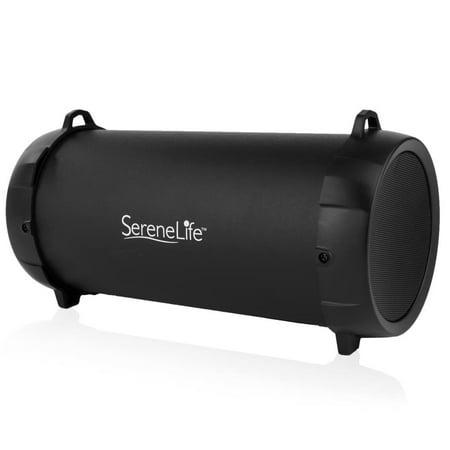 SereneLife SLBSP10 - Compact Bluetooth Boombox - Portable Radio Stereo System, Built-in Rechargeable Battery, MP3/USB/Micro SD/FM Radio