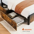 thumbnail image 4 of Full Size Bed Frame with Headboard and 4 Drawers, Rustic Vintage Wood and Metal Bed Frame with Large Storage Space, No Box Spring Needed, Noise Free, 4 of 7