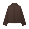 thumbnail image 4 of Womens Cropped Pea Coat Casual Button Down Short Jackets Fall Winter Outerwear Dark Coffee M, 4 of 9