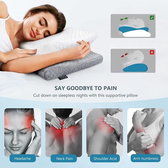 Adjustable Cervical Memory Foam Pillow with Cooling  for Side Back Stomach Sleepers