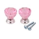 thumbnail image 1 of 1 par de pomos de cristal con forma de diamante para cajones de cocina, aparadores y armarios. Rosado, 1 of 2