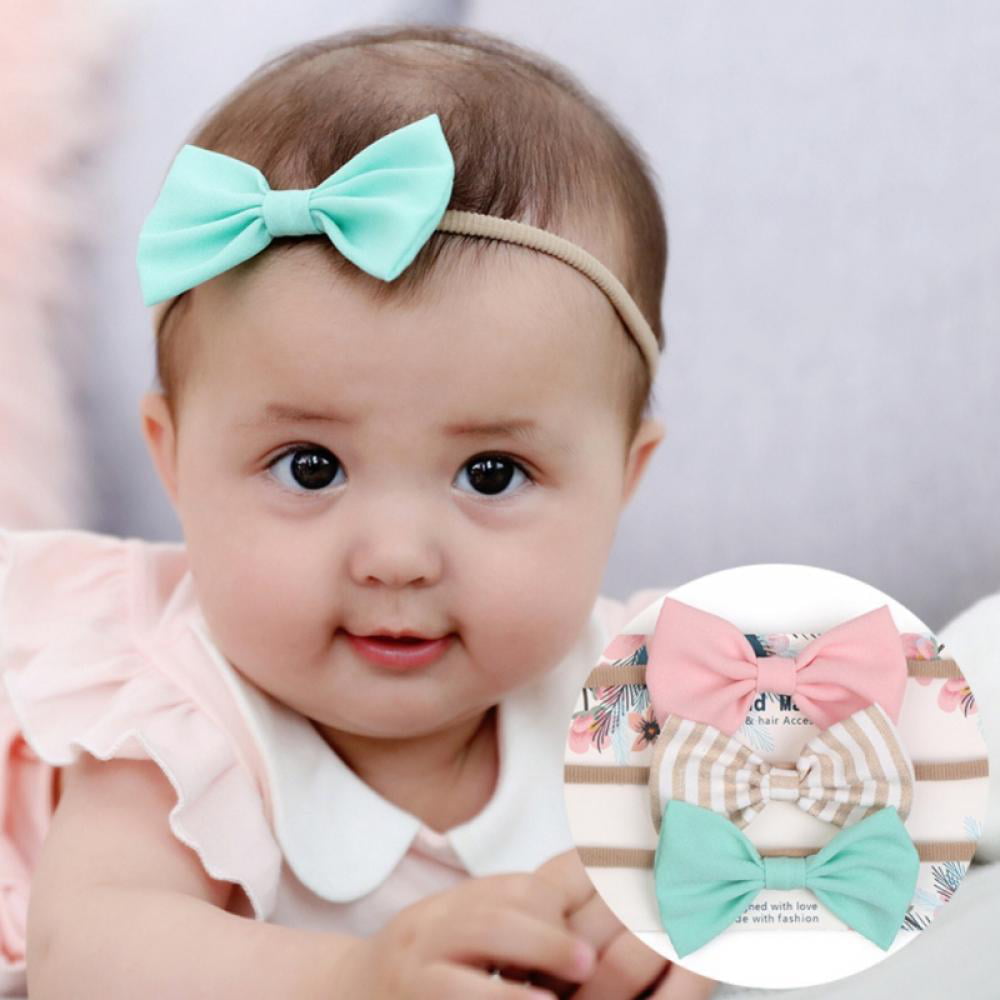 Newborn Kids Baby Girls Wearing Mickey Bow Ear Nylon Headbands Hair accessory 