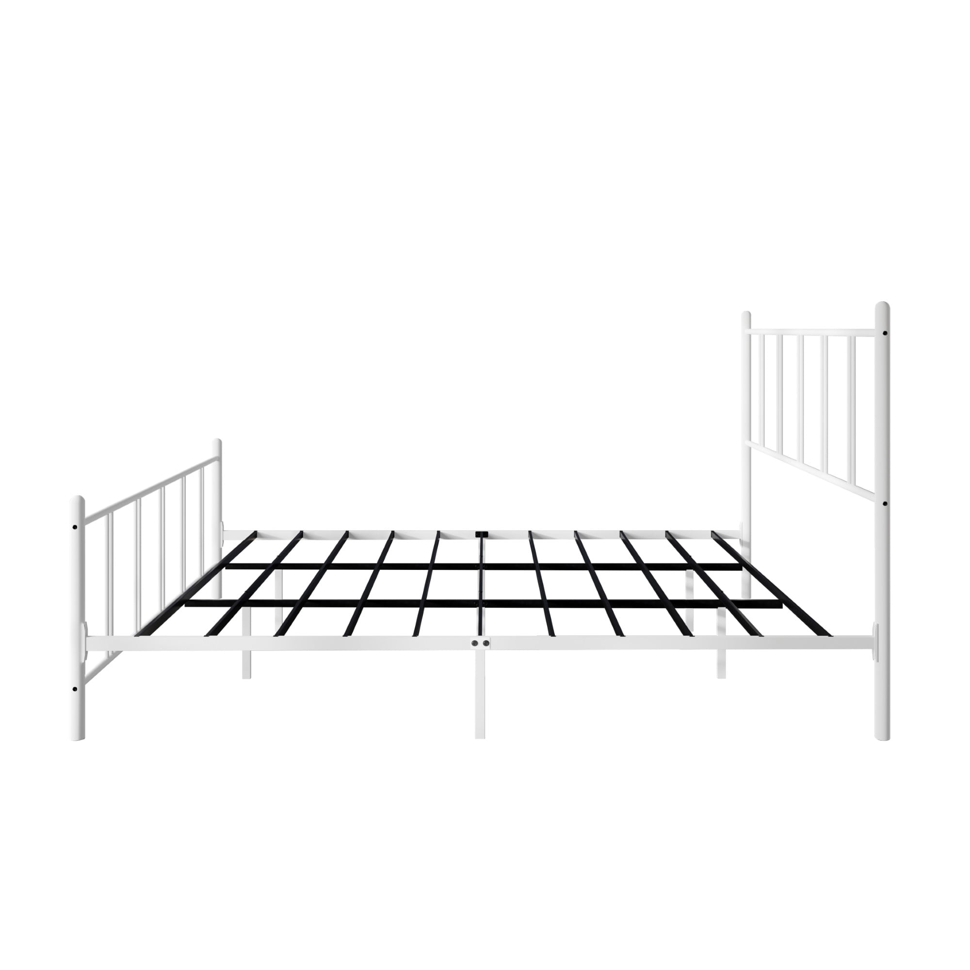 Home Design Decatur Twin Metal Platform Bed Frame, Classic Vertical Slat Headboard & Footboard, Easy Assembly, White