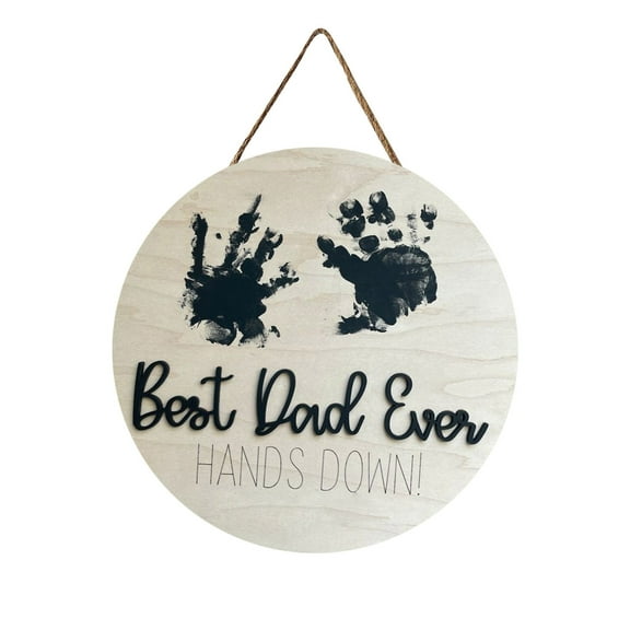 Father's Day Gift Wooden Handprint Gift Sign, Happy Fathers Day Gift, Grandpa Dad Gift, Gift for Him, Fathers Day Birthday Gift for Dad Grandpa 11.8''