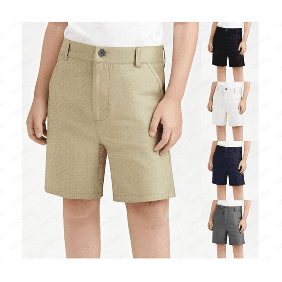 Taqqpue Kids Shorts Hiking Cargo Golf Shorts Solid High Waist Bermuda Shorts Outdoor Summer Stretch Shorts with Pockets for Boys Girls 3-16Y