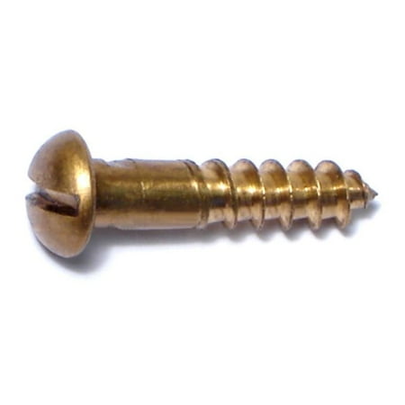 

#12 x 1 Brass Slotted Round Head Wood Screws WSRB-213