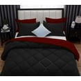 thumbnail image 6 of D.N.G. BEDDINGS 1 Piece Luxury Reversible Diamond Pattern Comforter Premium Super Soft, All Season 800 TC, 100% Egyptian Cotton Twin/Twin XL Size Burgundy/Black Solid Color, 6 of 7