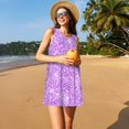 thumbnail image 3 of Balery Lilac Glittering Vestidos de verano para mujer con estampado: vestido holgado sin mangas, vestido playero informal y cómodo para días calurosos., 3 of 7