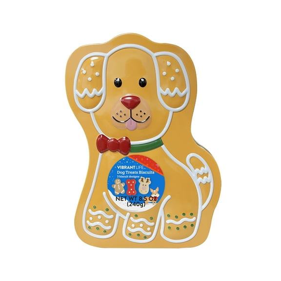 Vibrant Life Holiday Crunchy Biscuit Treats for Dogs, Peanut Butter, 9.5 oz, 18 Count