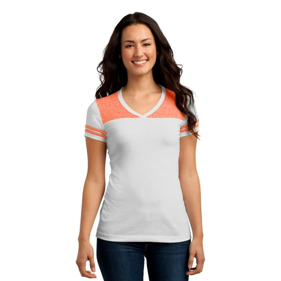 District DT264 Women Juniors Varsity V-Neck Tee T-Shirt