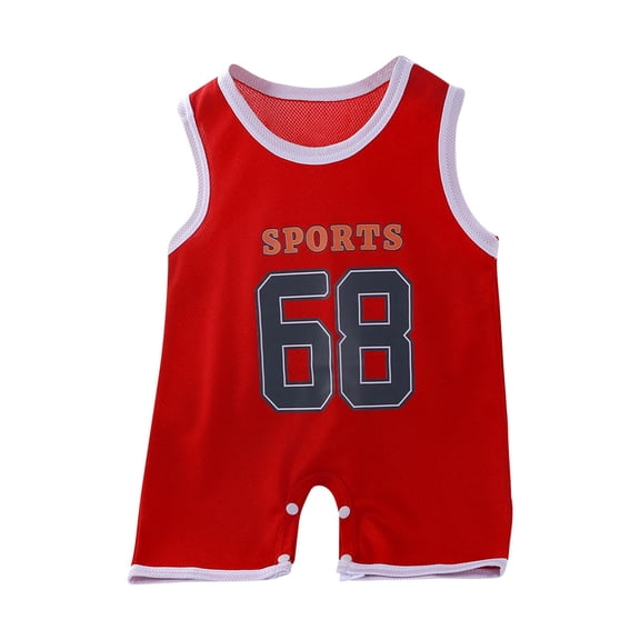 Fengactive Newborn Infant 0-2T Sleeveless Mesh Sport Onesie Sports Letter Print Lightweight Airy Round Neck Casual Summer Baby Short Romper