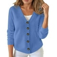 thumbnail image 2 of Lixiuxyad Womens Cardigans Fall Winter Cardigan Button Down Sweater Casual Comfortable Commute Solid Color Top,Blue, 2 of 6