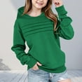 thumbnail image 2 of Ecqkame Girls Crewneck Sweatshirts Casual Long Sleeve Textured Pleated Front Sweatshirt Lightweight Comfortable Pullover Tops 2-14 Years Green 3 Year, 2 of 5