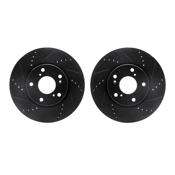 Dynamic Friction Company Front Brake Rotors-Drilled and Slotted-Black 8002-59023