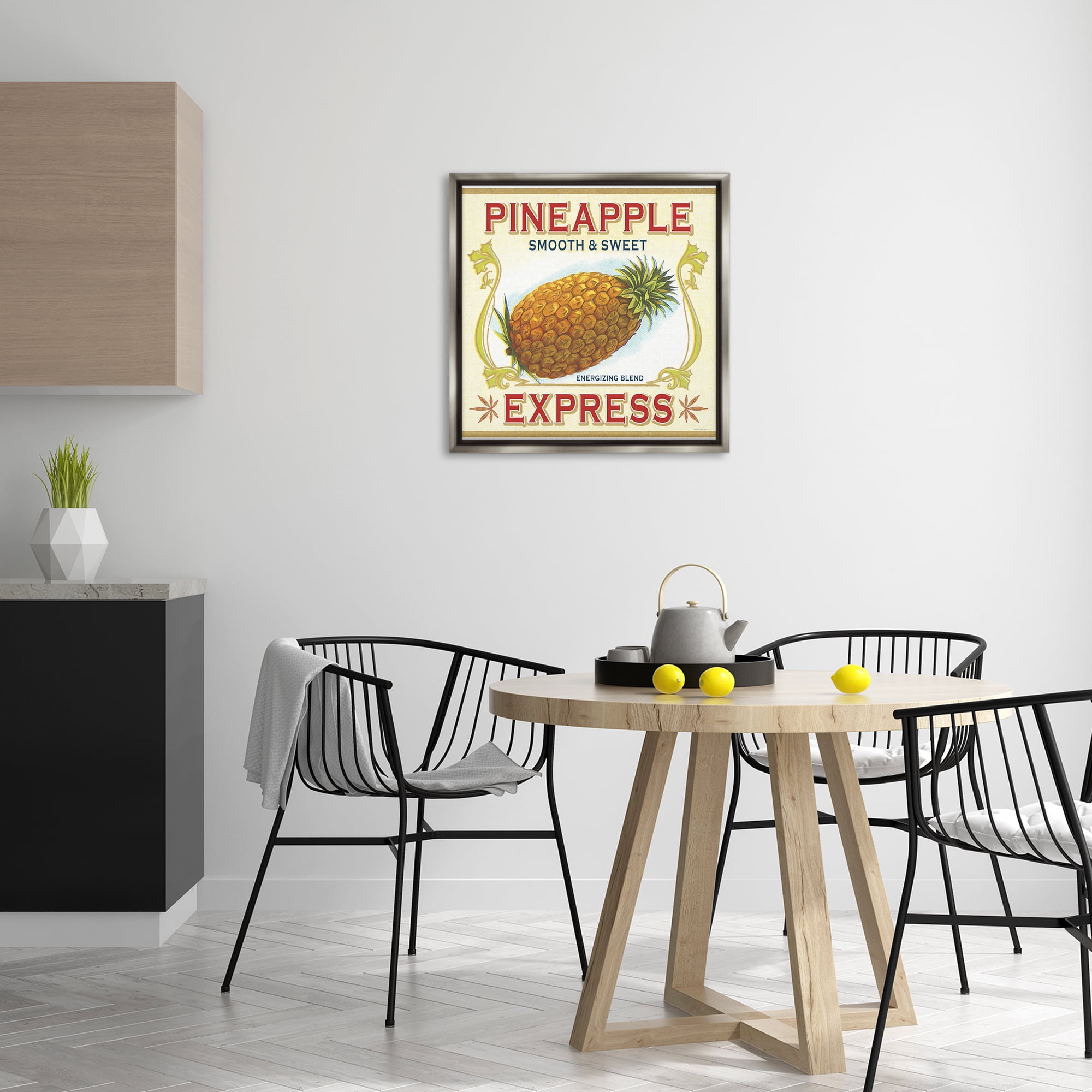 Stupell Industries Smooth & Sweet Pineapple Food & Beverage Painting Gray Floater Framed Canvas Art Print Wall Art, 25 x 25