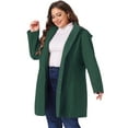 thumbnail image 2 of DARING DIVA Women's Plus Size Single Breasted Detachable Hooded Overcoat 3X Dark Green, 2 of 6
