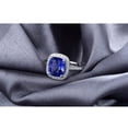 thumbnail image 3 of Antique 1.50 Carat cushion cut Sapphire and Diamond Halo Engagement Ring in White Gold, 3 of 4