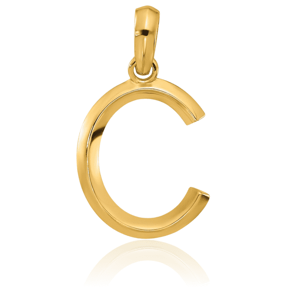 ICE CARATS 14K Solid Yellow Gold Small Letter C Initial Pendant Necklace - 16.55mm 5/8 inch - Polished Women's