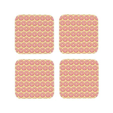 

Tideii Donuts With Pink Glaze for Leather Coasters 4 Pieces Anti-fouling and Anti-scalding Decorative Coasters Suitable for Restaurants Kitchens Coffee Shops-Square