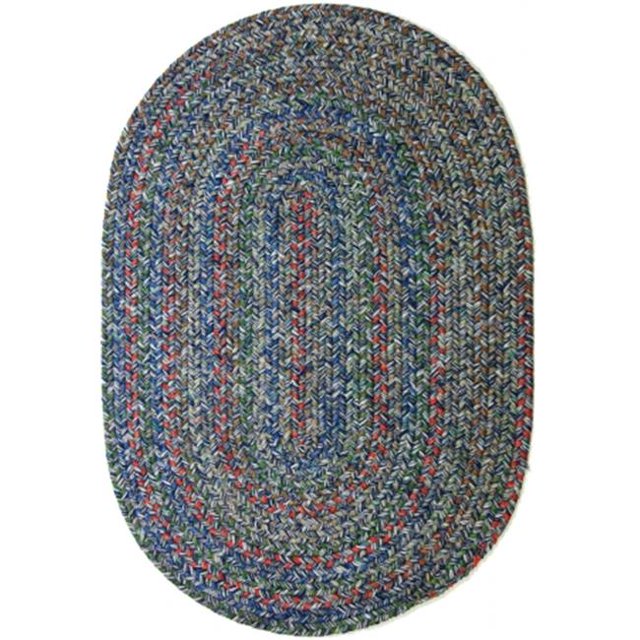 Rhody Rug SO95R060X096 Sophia 5 x 8 ft. Multicolor Indoor-Outdoor Oval Braided Rug, Denim Blue