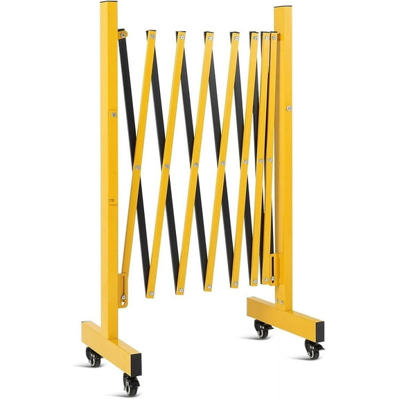 Garvee Metal Expandable Barricade Gate, 11FT Folding Security Gate, Outdoor Retractable & Mobile Fence, 360°Folding Traffic Safety Barricade