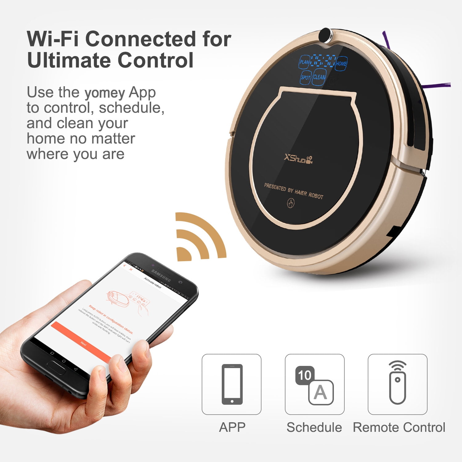 Robot Vacuum Cleaner, Robotic Vacuum Cleaner with Smart Mopping and Water Tank, Self-charging &... by Haier
