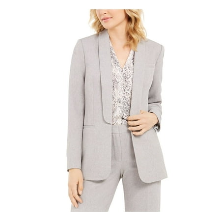 CALVIN KLEIN Womens Gray Heather Wear To Work Blazer Jacket Petites 4P