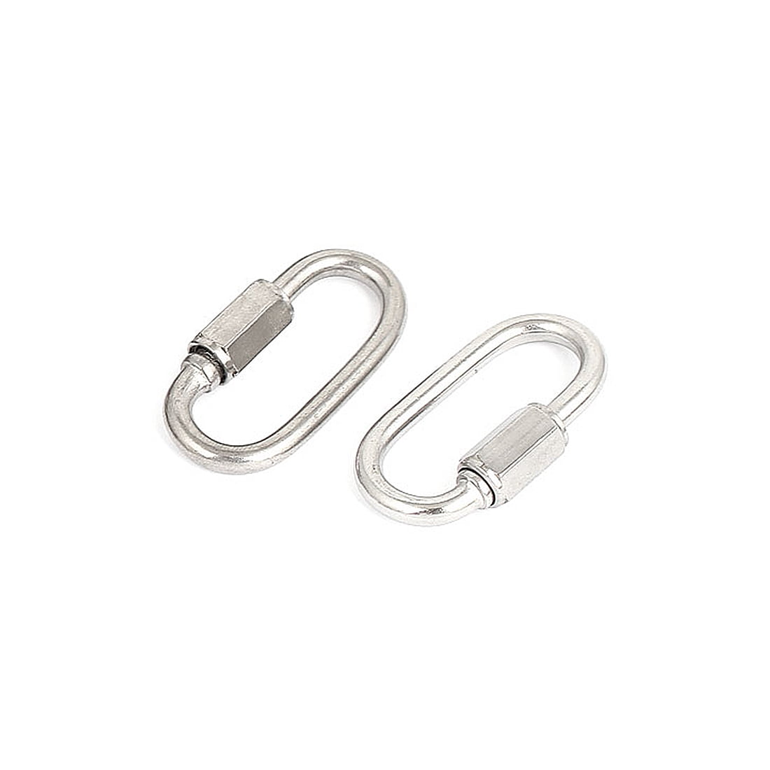 Unique Bargains 4mm Thickness Stainless Steel Quick Oval Screwlock Link Lock Carabiner 20 Pcs