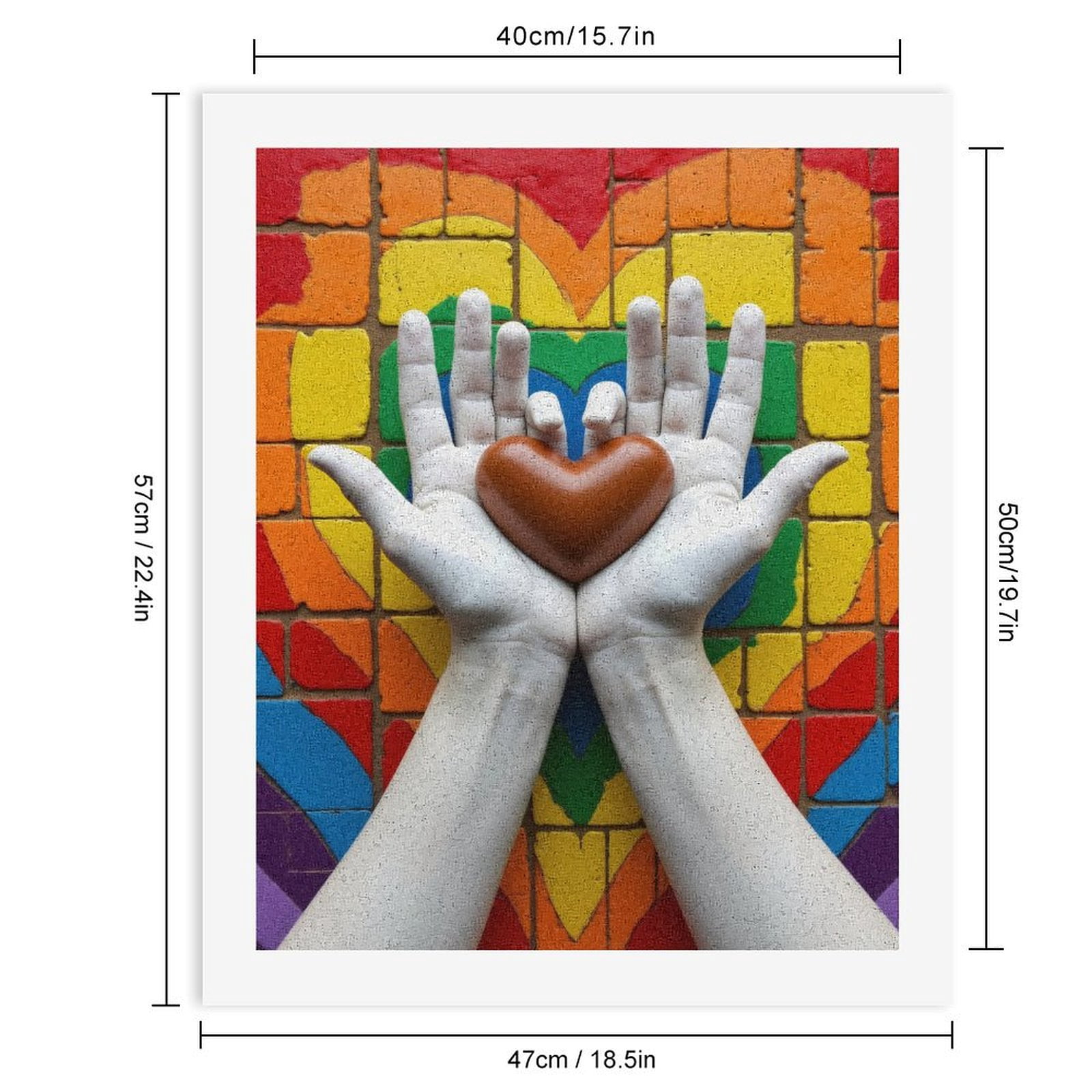 Paint by Numbers Kit for Adults, Colorful Hands Heart Mosaic Artwork Paint by Numbers, Easy Paint by Numbers Kit for Adults Beginner, DIY Adult Paint by Number Kits on Canvas, Home Decor 12x16in
