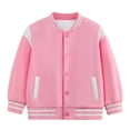 thumbnail image 4 of UDAUDU Kids Varsity Baseball Jacket Color Block Bomber Coat Button Down Lightweight Unisex Boys Girls Fall Winter School Outwear Hot Pink 11-12 Years, 4 of 7