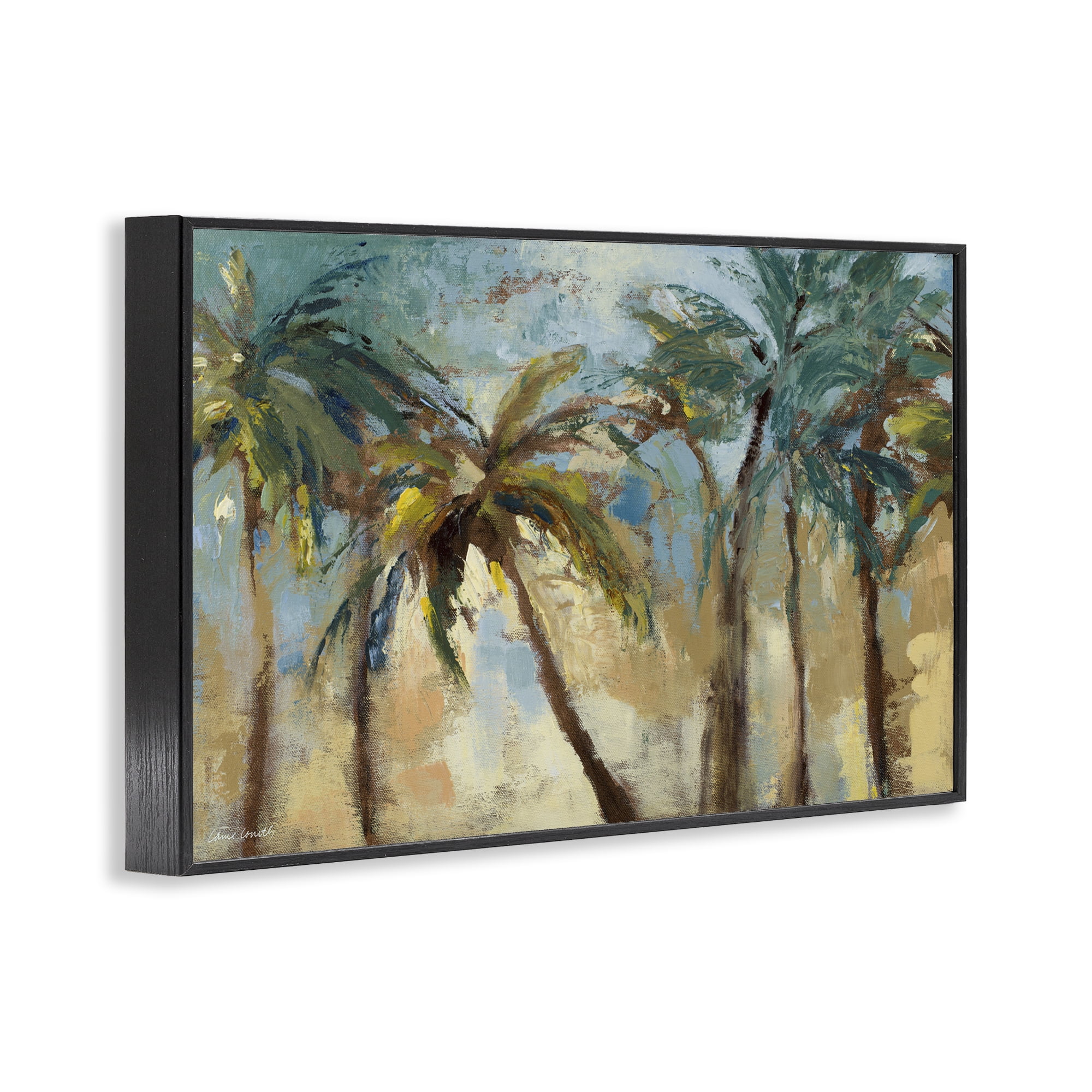 Stupell Industries Abstract Brushed Palms Botanical & Floral Painting Black Framed Art Print Wall Art, 24 x 16