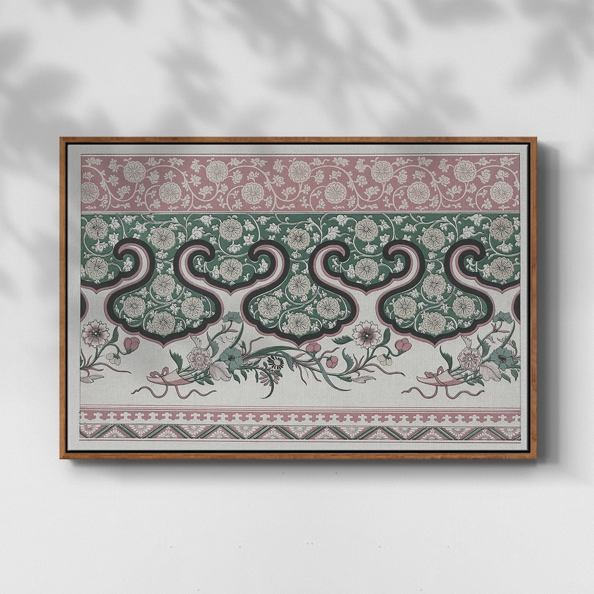 Vintage Abstract Print-XXIX Framed in Walnut Wood Gallery Wrapped Canvas 27 in. x 41 in.