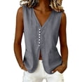 thumbnail image 3 of VBVC Women's V-Neck Button Down Vest, Ladies' Lightweight Sleeveless Waistcoat, Casual Blazer Tank Top For Women,Gray,S-2XL, 3 of 8