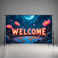 thumbnail image 7 of Neon Style Welcome Banner with Floral Elements and World Map Design Party Decorations Backdrop Photography Props for Gatherings Events and Celebrations, 7 of 7