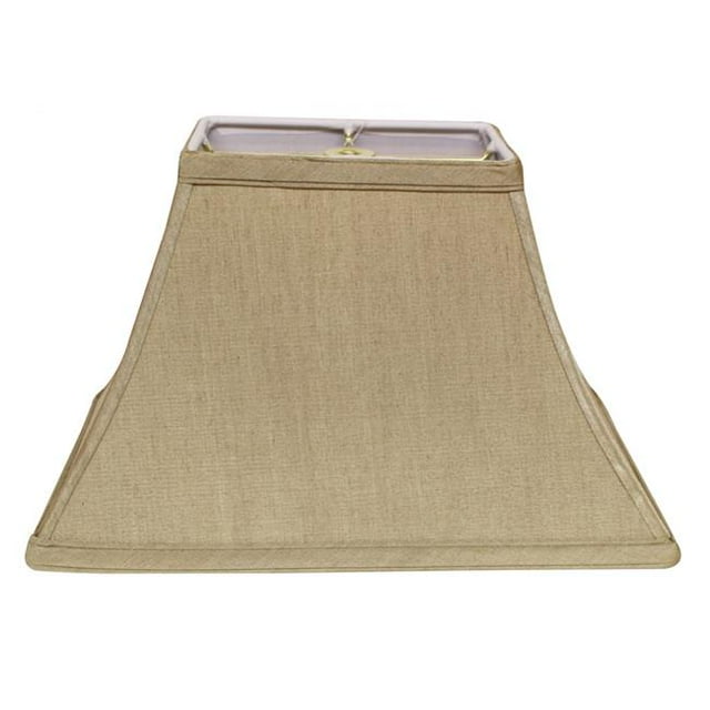 HomeRoots 470001 12 in. Pale Brown Rectangle Bell No Slub Lampshade, Tan
