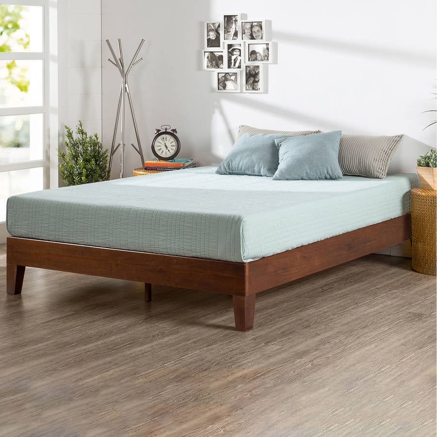 Zinus Marissa 12" Deluxe Solid Acacia Wood Platform Bed, Antique