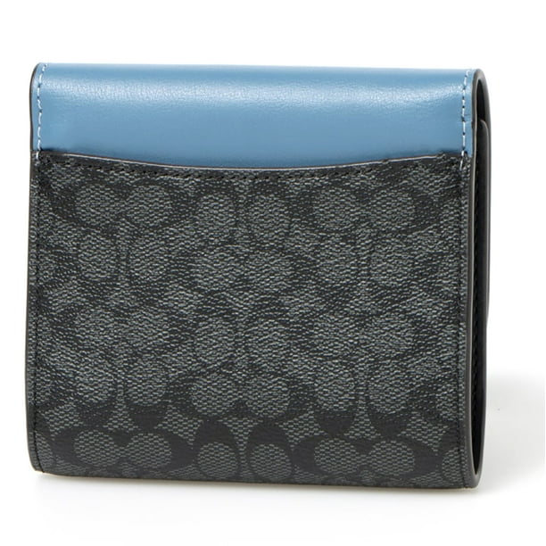 Coach Women's Small Snap Trifold Leather Wallet in Blocked