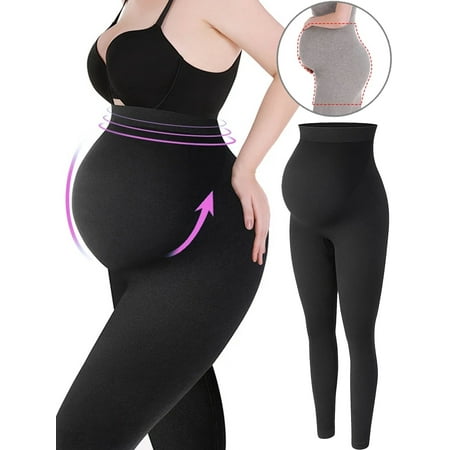 

FITVALEN Women s Essential Stretch Full Length Secret Fit Belly Leggings Over The Belly Pregnancy Tights Shapewear