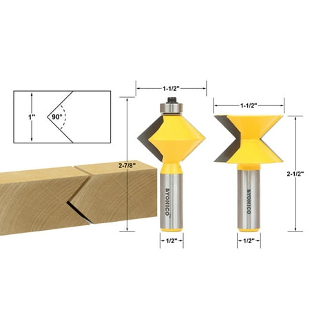 

Edge Banding Router Bit Set V-Design Tongue & Groove - 1/2 Shank - Yonico 15225